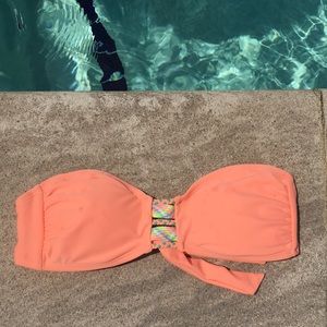 Peach strapless bikini top